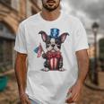 Boston Terrier Puppy Dog Holds His American Flag 4th Of July Unisex T-Shirt, American Boston Terrier Gifts, Boston Terrier 4th Of July Gifts, funny design