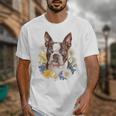 Floral Boston Terrier Unisex T-Shirt, funny design
