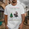 Ugly Christmas Tree Lights Xmas Santa Riding Boston Terrier Unisex T-Shirt, Boston Terrier Christmas Gifts, Boston Terrier Riding Gifts, funny design