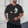 Bigfoot Walking With Bull Terrier Dog Unisex T-Shirt, novelty gifts, funny gifts