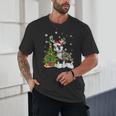 Boston Terrier Christmas Tree Lights Santa Hat Unisex T-Shirt, novelty gifts, funny gifts