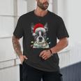 Boston Terrier Dog Santa Christmas Tree Lights Xmas Unisex T-Shirt, novelty gifts, funny gifts
