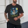 Boston Terrier Dog Starry Night Painting Unisex T-Shirt, novelty gifts, funny gifts