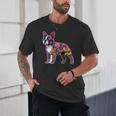 Boston Terrier Floral Dog Lover Vintage Distressed For Men Women Kids Unisex T-Shirt, novelty gifts, funny gifts