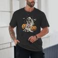 Boston Terrier Ghost Boo Halloween Costume Spooky Season Unisex T-Shirt, novelty gifts, funny gifts