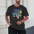 Boston Terrier Starry Night Van Gogh Art Unisex T-Shirt, novelty gifts, funny gifts