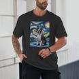 Boston Terrier Van Gogh Starry Night Unisex T-Shirt, novelty gifts, funny gifts