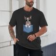 Cute Pocket Boston Terrier Lover Dog Mom Unisex T-Shirt, novelty gifts, funny gifts