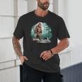 Whimsical Forest Adventures Sasquatch Bigfoot Walking Boston Terrier Dog Lovers Unisex T-Shirt, novelty gifts, funny gifts