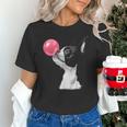 Boston Terrier Dog Blowing Chewing Bubble Gum Pink Unisex T-Shirt, gift for family, gift for coworker