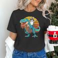 Boston Terrier Dog Riding Dinosaur T Rex Boys Unisex T-Shirt, Boston Terrier Riding Shirts, gift for family, gift for coworker