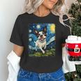 Boston Terrier Dog Starry Night Painting Unisex T-Shirt, gift for family, gift for coworker