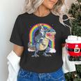 Boston Terrier Riding Dinosaur T-Rex Boys Kids Rainbow Unisex T-Shirt, Boston Terrier Riding Shirts, gift for family, gift for coworker