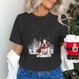 Boston Terrier In The Snow Merry Christmas Winter Unisex T-Shirt, Boston Terrier Christmas Shirts, gift for family, gift for coworker