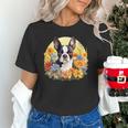 Cute Boston Terrier Spring Flower Garden Colorful Puppy Dog Unisex T-Shirt, gift for family, gift for coworker