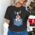 Cute Pocket Boston Terrier Lover Dog Mom Unisex T-Shirt, Boston Terrier Mom Shirts, gift for family, gift for coworker