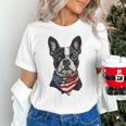 Boston Terrier American Flag Unisex T-Shirt, American Boston Terrier Shirts, gift for family, gift for coworker