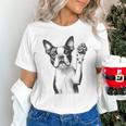 Boston Terrier Dog Raising Paw Idea Men Women Unisex T-Shirt, gift for family, gift for coworker