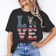 4th Of July Decor Patriotic LOVE Boston Terrier USA Flag Women's T-Shirt, Patriotic Boston Terrier Gifts, Boston Terrier 4th Of July Gifts, trending gift