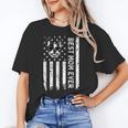 Best Boston Terrier Dog Mom Ever USA Flag For Men Women Kids Women's T-Shirt, Couple Gifts, Mom Gifts, Boston Terrier Mom Gifts, trending gift