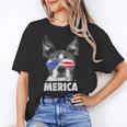 Boston Terrier 4th Of July Merica Men Women USA Flag Vintage Women's T-Shirt, Boston Terrier 4th Of July Gifts, trending gift