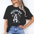 Boston Terrier Boy Cute Cartoon Dog Owner Pet Boston Terrier Women's T-Shirt, trending gift