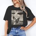 Boston Terrier Dog UFO Alien Extraterrestrial Selfie Women's T-Shirt, trending gift