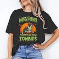 Boston Terrier Halloween Zombie American Gentleman Dog Lover Women's T-Shirt, Boston Terrier Halloween Gifts, American Boston Terrier Gifts, trending gift