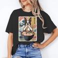 Boston Terrier Ramen Noodles Japanese Art Retro Ocean Waves Women's T-Shirt, trending gift