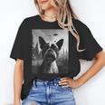 Dog Mom Dad Alien Selfie Boston Terrier UFO For Men Women Women's T-Shirt, Couple Gifts, Mom Gifts, Boston Terrier Dad Gifts, Boston Terrier Mom Gifts, trending gift