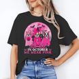 Ghost And Witch Boston Terrier Dog In October We Wear Pink Women's T-Shirt, Boston Terrier Ghost Gifts, trending gift