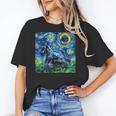 Scottish Terrier Starry Night Scotty Dog Art By Aja Women's T-Shirt, trending gift