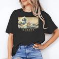 Surfing Boston Terrier Kanagawa Wave Japanese Dog For Men Women Kids Women's T-Shirt, trending gift