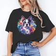 Watercolor Floral Boston Terrier Mama Dog Lover Mother's Day Women's T-Shirt, trending gift