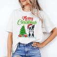 Boston Terrier Christmas Tree Lights Xmas Dog Lover Women's T-Shirt, Boston Terrier Christmas Gifts, trending gift