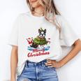 Boston Terrier Merry Christmas Tree Lights Dog X-Mas Dogs Women's T-Shirt, Boston Terrier Christmas Gifts, trending gift
