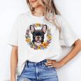 Boston Terrier Mom Floral Bostie Dog Lover Flowers Cute Women's T-Shirt, Couple Gifts, Mom Gifts, Boston Terrier Mom Gifts, trending gift