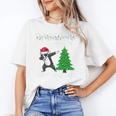 Boston Terrier Santa Hat Dabbing Around The Christmas Tree Women's T-Shirt, Boston Terrier Christmas Gifts, trending gift
