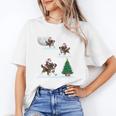 Xmas Lighting Tree Santa Riding Boston Terrier Christmas Women's T-Shirt, Boston Terrier Christmas Gifts, Boston Terrier Riding Gifts, trending gift