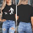 Bigfoot Walking With Bull Terrier Dog Women's T-Shirt, funny design