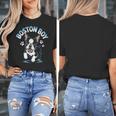 Boston Terrier Boy Cute Cartoon Dog Owner Pet Boston Terrier Women's T-Shirt, funny design