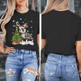 Boston Terrier Christmas Tree Lights Santa Hat Women's T-Shirt, Boston Terrier Christmas Gifts, funny design