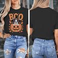 Boston Terrier Costume On Pumpkin Halloween Boston Terrier Women's T-Shirt, Boston Terrier Halloween Gifts, funny design