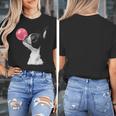 Boston Terrier Dog Blowing Chewing Bubble Gum Pink Women's T-Shirt, funny design
