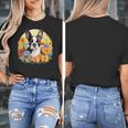 Cute Boston Terrier Spring Flower Garden Colorful Puppy Dog Women's T-Shirt, funny design
