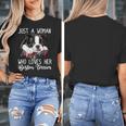 Just a Woman Who Loves Her Boston Terrier Cute Dog Mom Women's T-Shirt, Couple Gifts, Mom Gifts, Boston Terrier Mom Gifts, funny design
