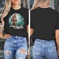 Whimsical Forest Adventures Sasquatch Bigfoot Walking Boston Terrier Dog Lovers Women's T-Shirt, funny design