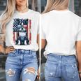 Boston Terrier Dog American USA US Flag Pets Vintage Outfit Women's T-Shirt, American Boston Terrier Gifts, funny design