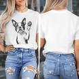 Boston Terrier Dog Raising Paw Idea Men Women Women's T-Shirt, funny design