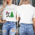 Boston Terrier Santa Hat Dabbing Around The Christmas Tree Women's T-Shirt, Boston Terrier Christmas Gifts, funny design